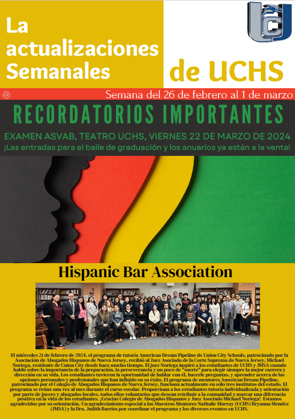 The Union City High School Weekly Update-February 26, 2024-Spanish-Page 1