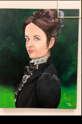 sketched color portrait of a women during the late 1800's