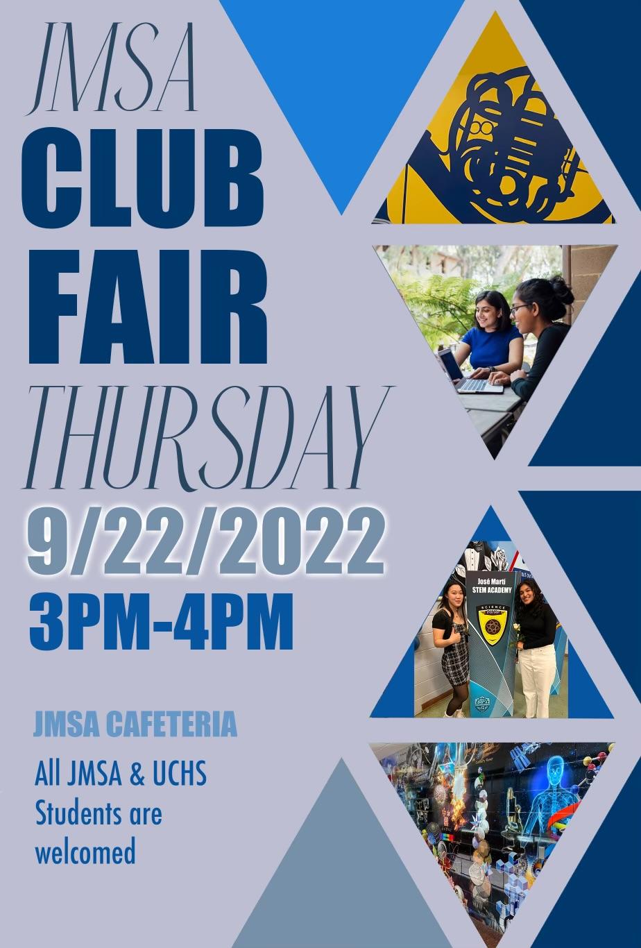 JMSA Club Fair coming up on Thursday September 22nd