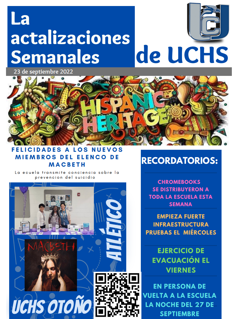 The UCHS Weekly Update-September 23, 2022-Page 1-Spanish