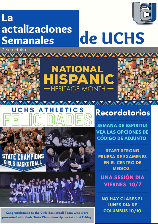 The Union City High School Weekly Update-October 7-Page 1-Spanish