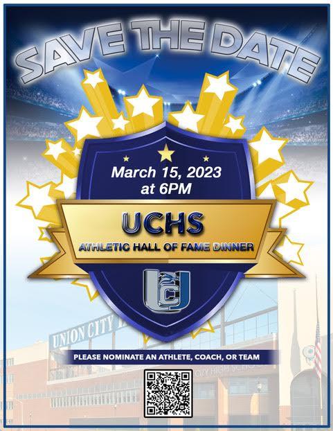 Reminder-Union City High School Athletic Hall of Fame Dinner on Wednesday March 15, 2023 at 6:00PM
