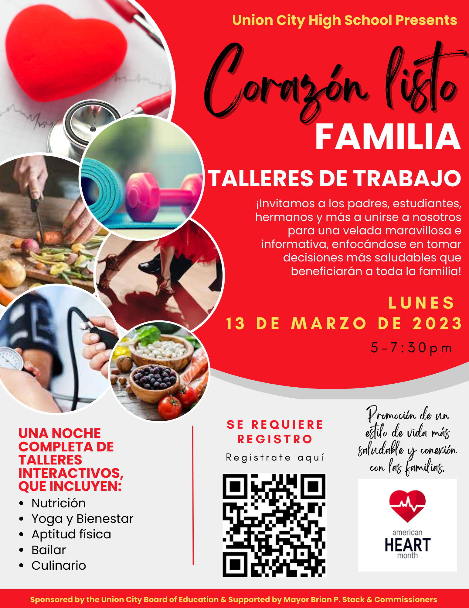 Heart Smart Family Workshop Reminder For Monday March 13, 2023-Spanish