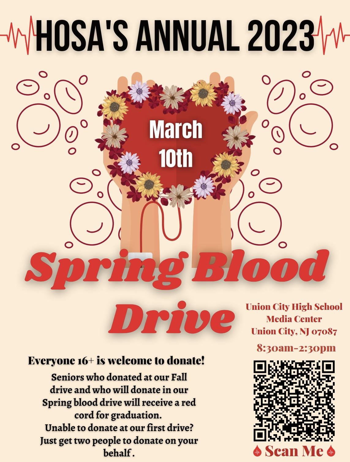 HOSA Spring Blood Drive Reminder