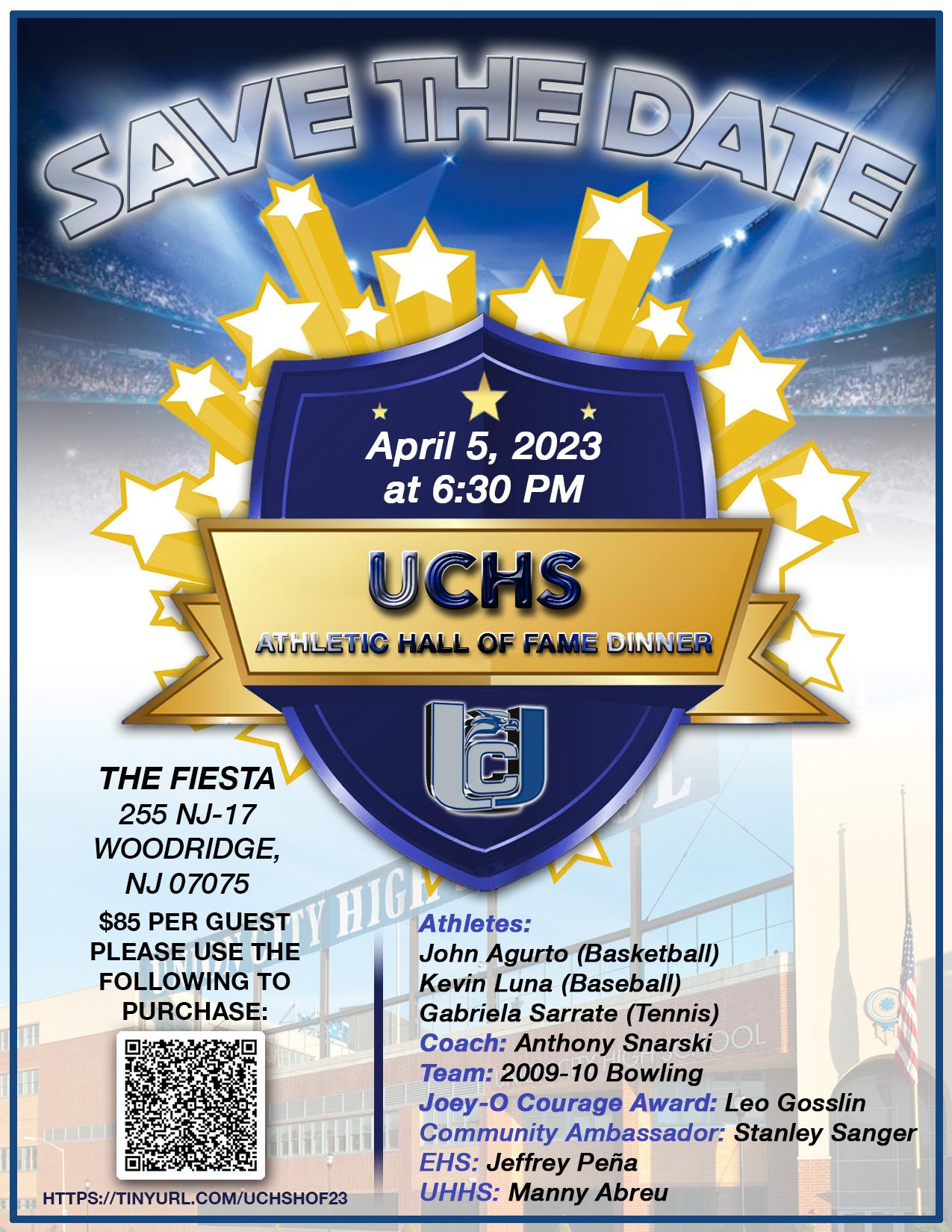 The UCHS Athletic Hall of Fame Dinner-Wednesday April 5, 2023 