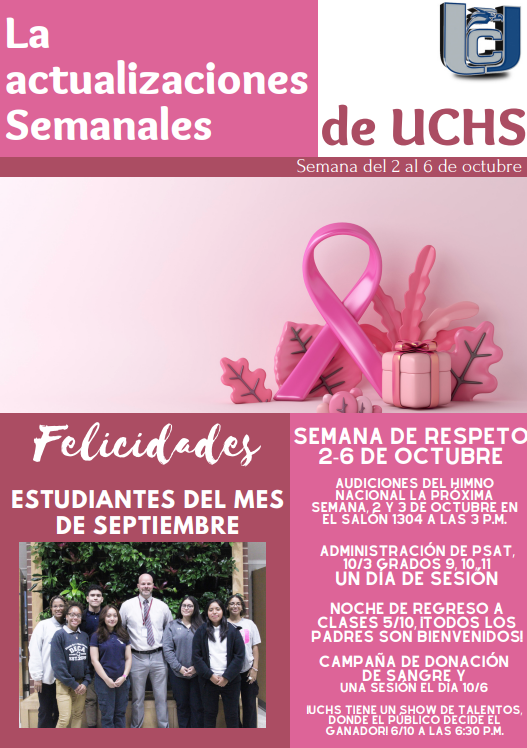 The UCHS Weekly Update-October 3, 2023-Spanish-Page 1