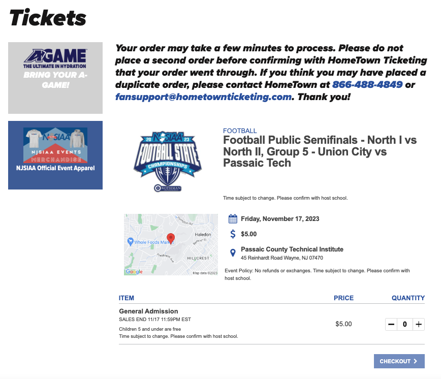 Ticket Link For Union City High School vs. Passaic Tech