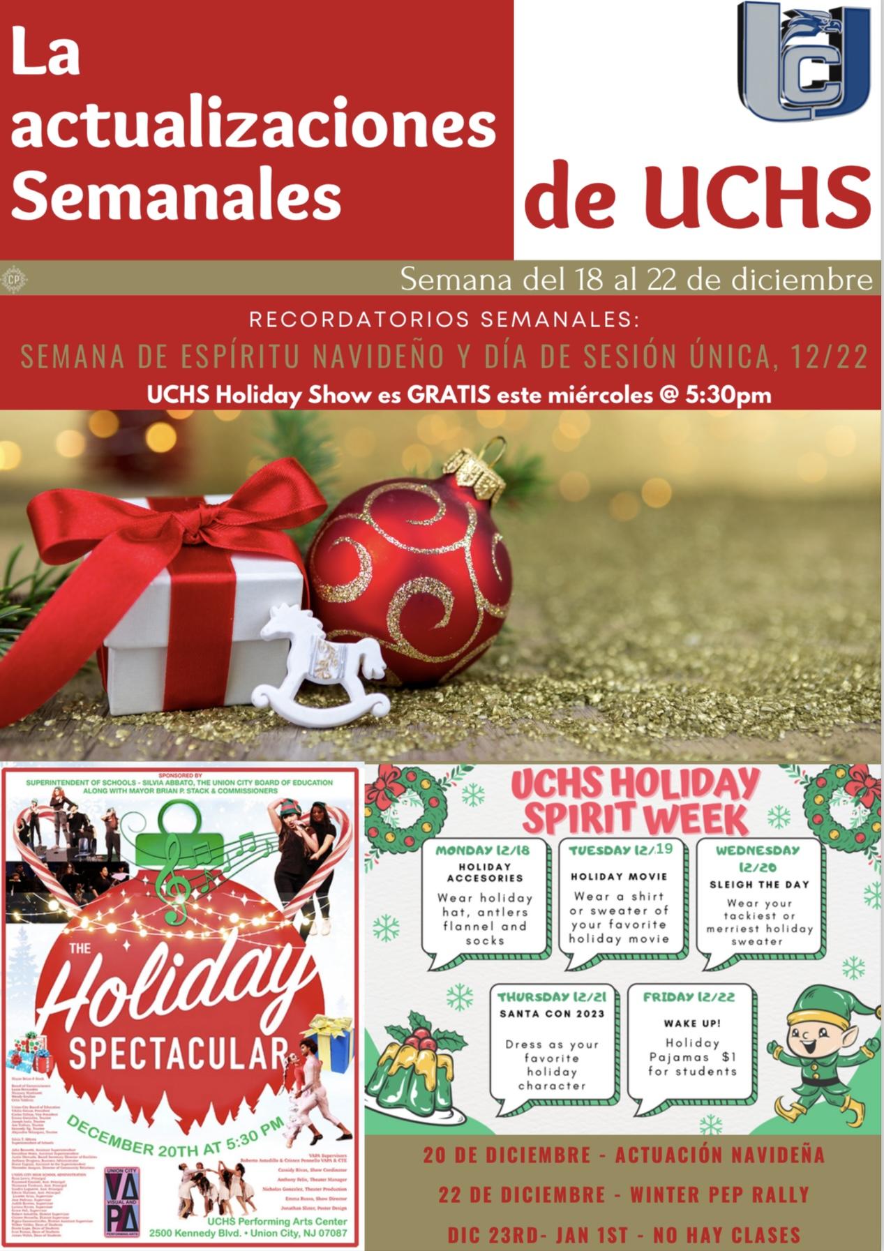 The UCHS Weekly Update-December 18, 2023--Spanish-Page 1