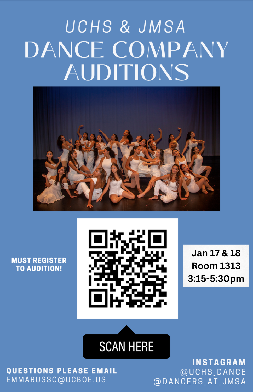 The UCHS and JMSA Dance Company Auditions Flyer