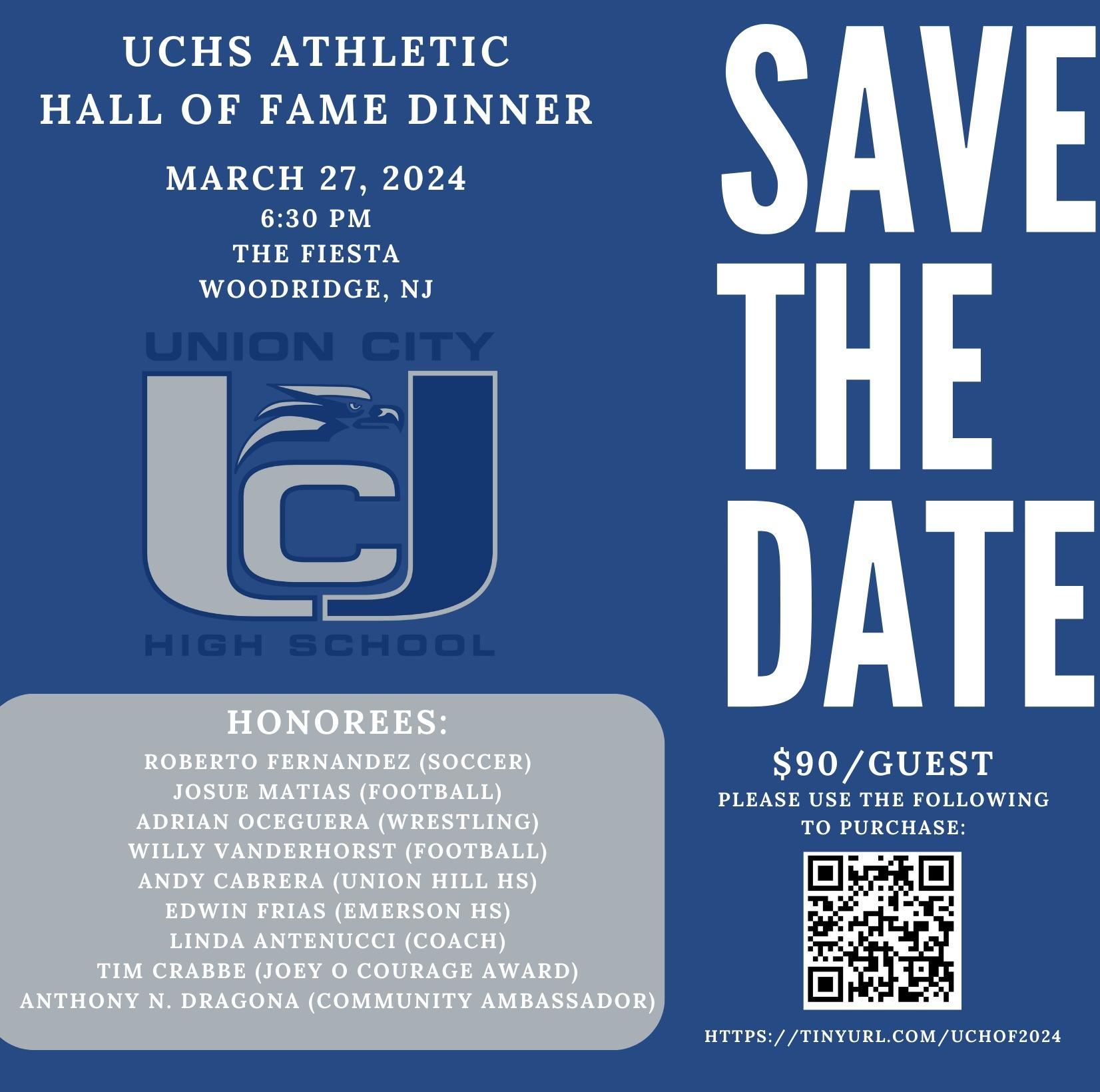 The Union City High School Athletic Hall of Fame Dinner Flyer
