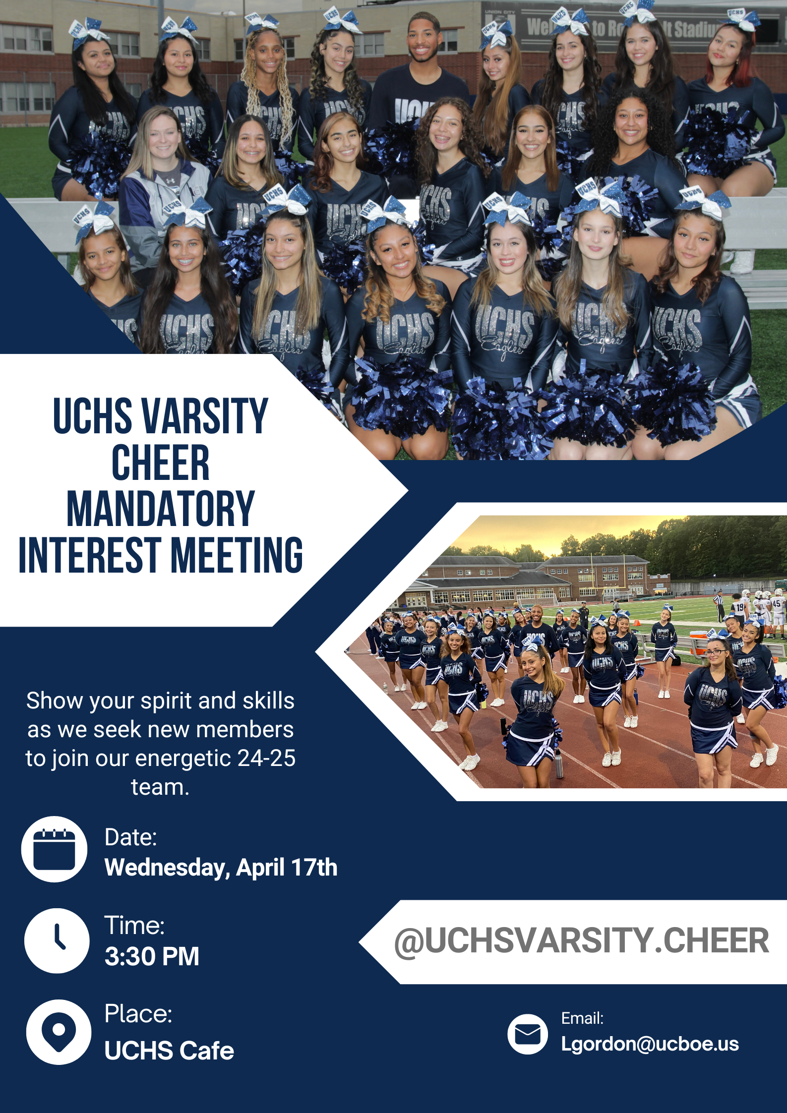 UCHS Varsity Cheer Interest Meeting Flyer